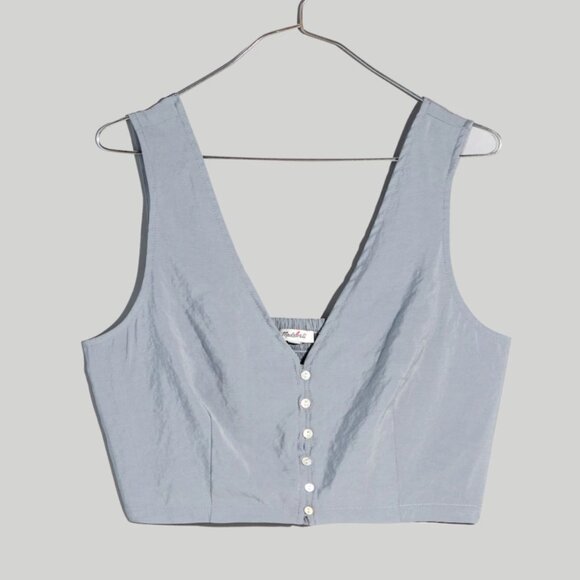 NWT Madewell Softdrape Gwen Crop Button Top - Picture 2 of 5